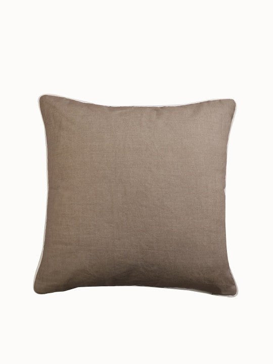 Set van 2 - Grijze katoenen kussenslopen met geborduurd accent – ​​huistextiellinnen – 45x45cm