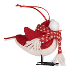 Decoratie Vogel 12x7x10 cm Rood Wit Synthetisch