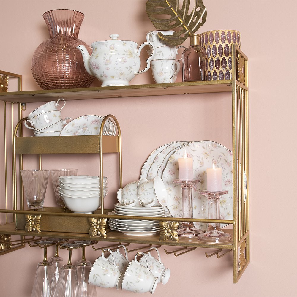 Dinerbord Ø 26 cm Wit Roze Porselein Bloemen Eetbord