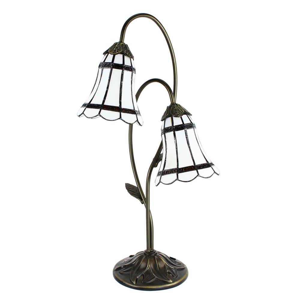 Tiffany Tafellamp 61 cm Bruin met polyresin tiffany bureaulamp