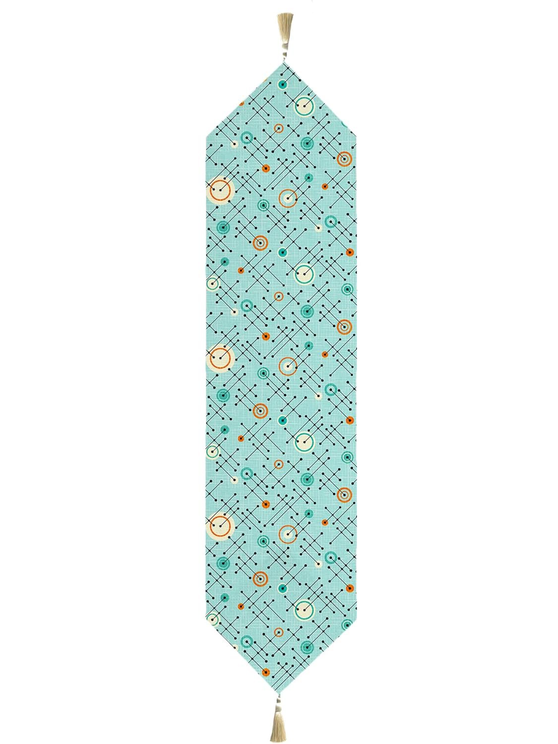 Tafelloper en bedloper – gebloemd polykatoen – 13x60 inch met kwastjes
