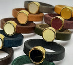 Leren ringen emaille ronde setting (10 stuks)