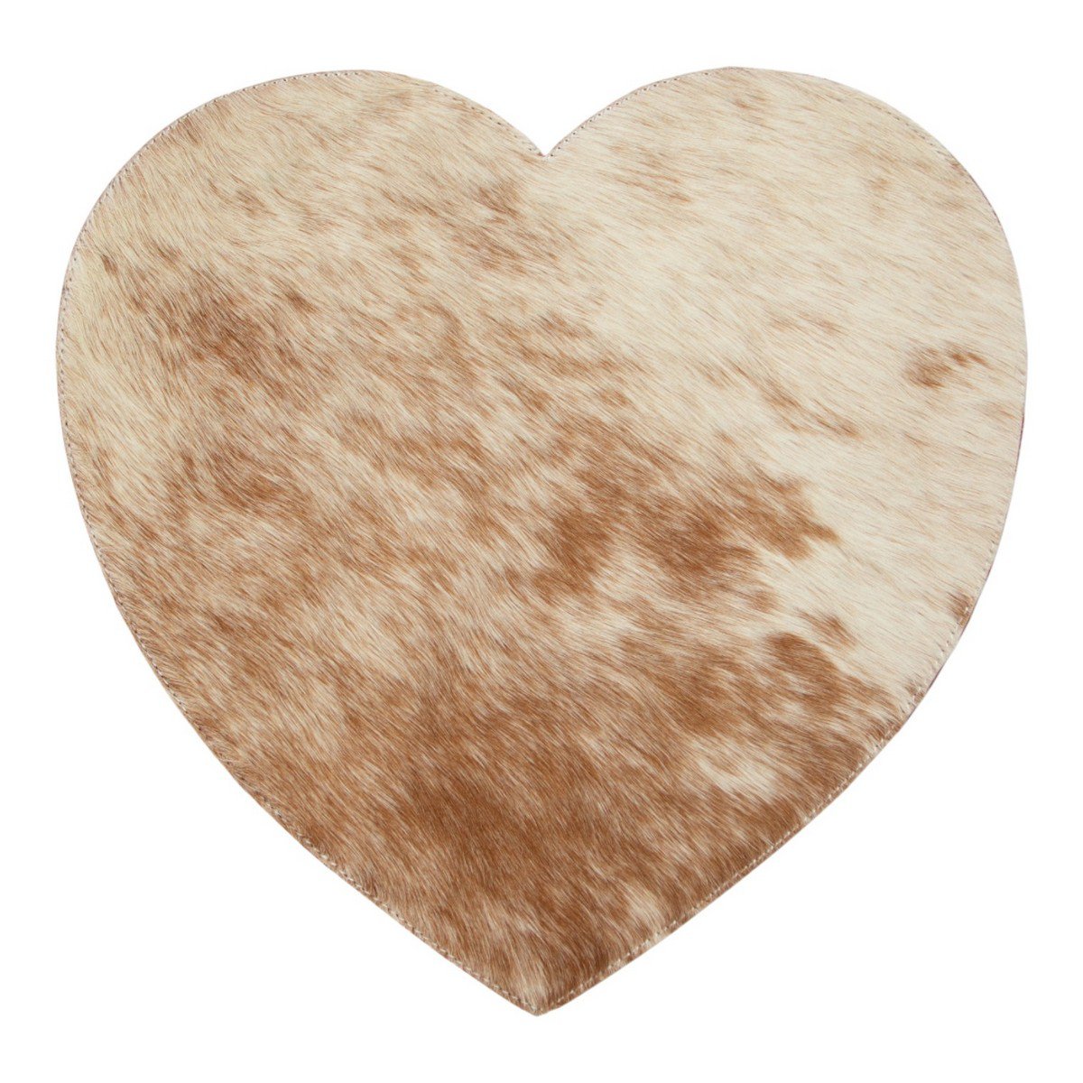 Placemat koehuid hart bruin/wit 39cm