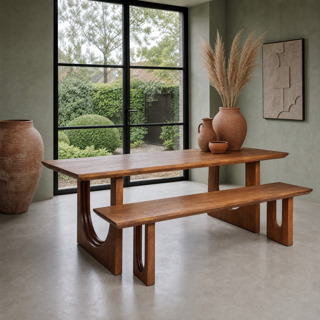 Bullnose Chamfered mangohouten eettafel Arch