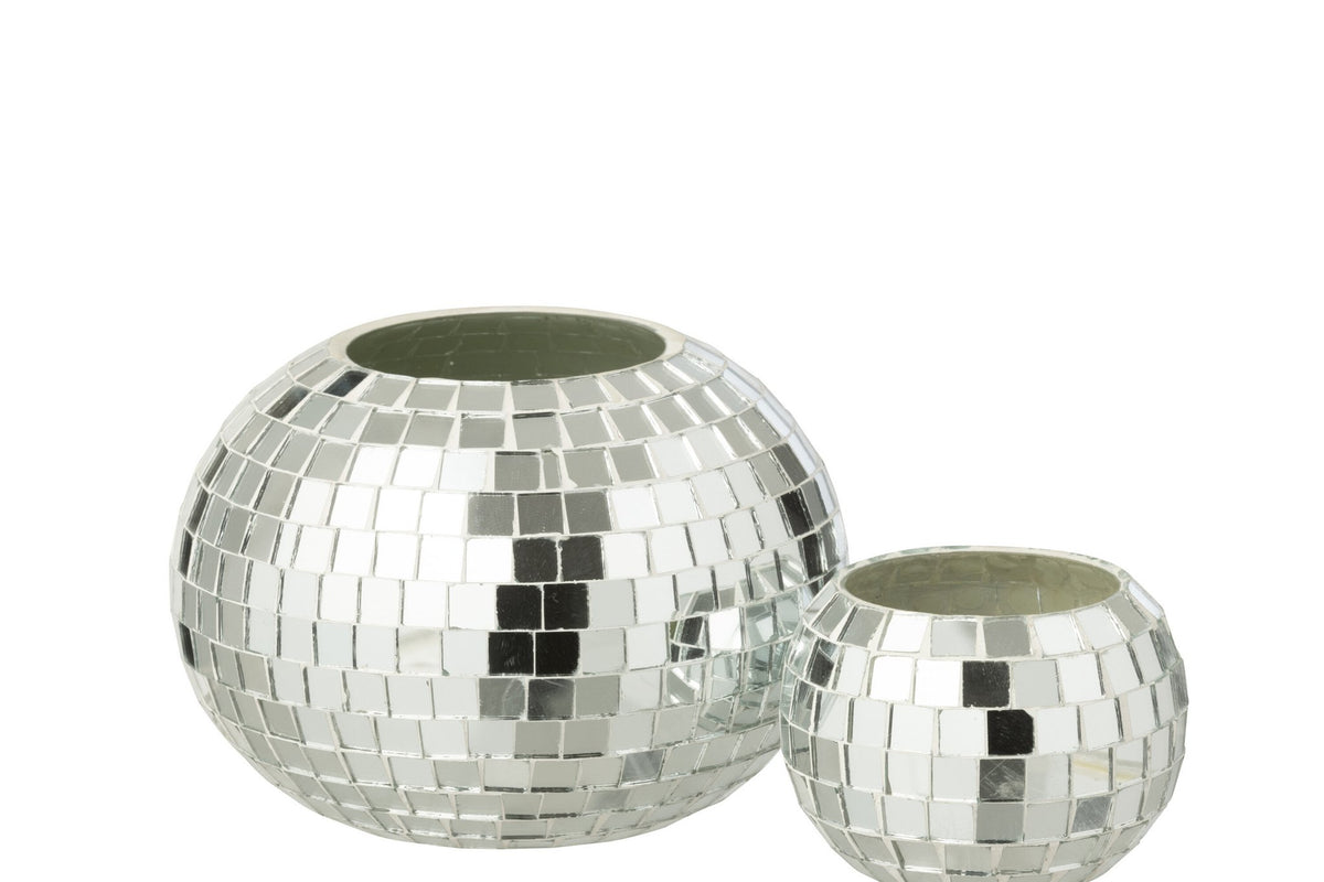 J-Line kaarshouder Mozaïek - glas - zilver