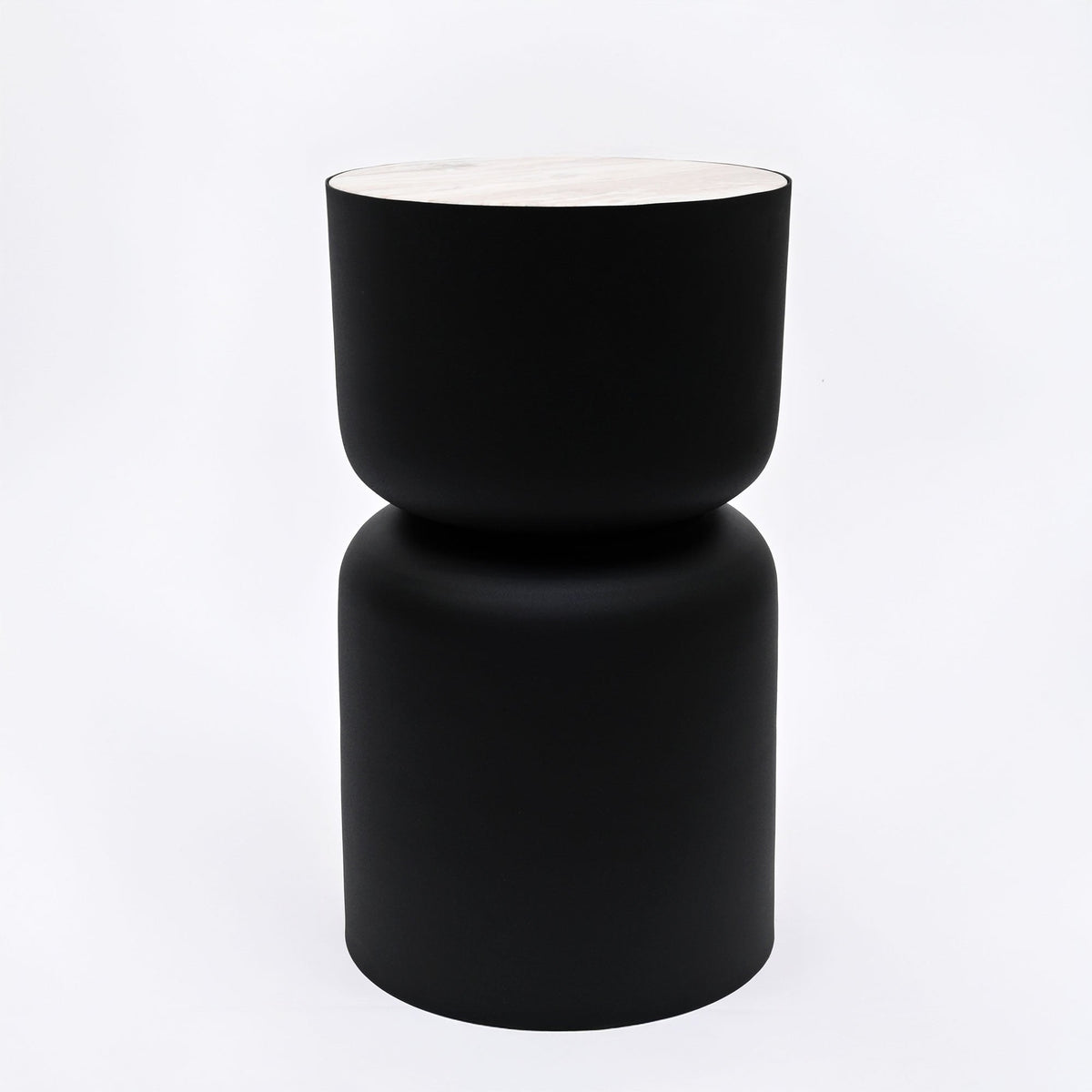 Marmeren Drum Bijzettafel - Zwart Ijzer - Modern Design