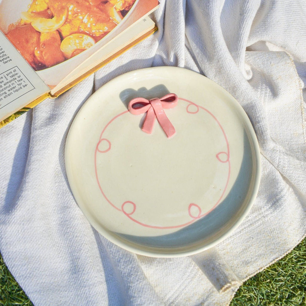 Serveerbord | Keramische 3D-boog | Set van 2, roze, 19 cm