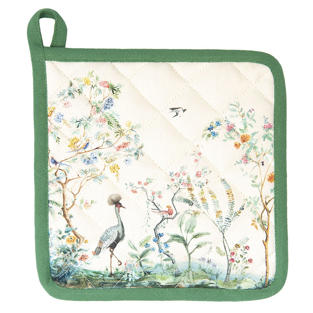 Pannenlap 20x20 cm Beige Katoen Tropisch Motief Afgiet Pannenlap