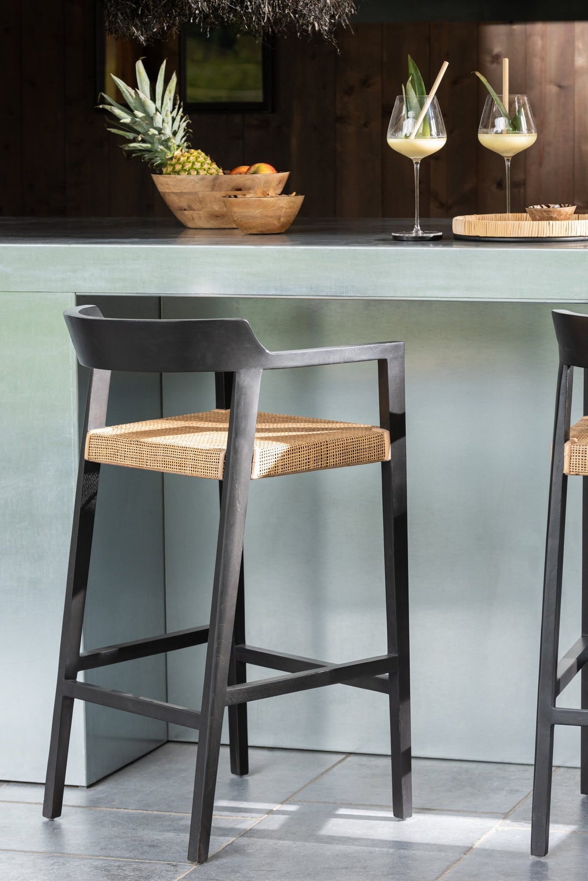 J-Line barstoel Emma - hout - zwart/bruin