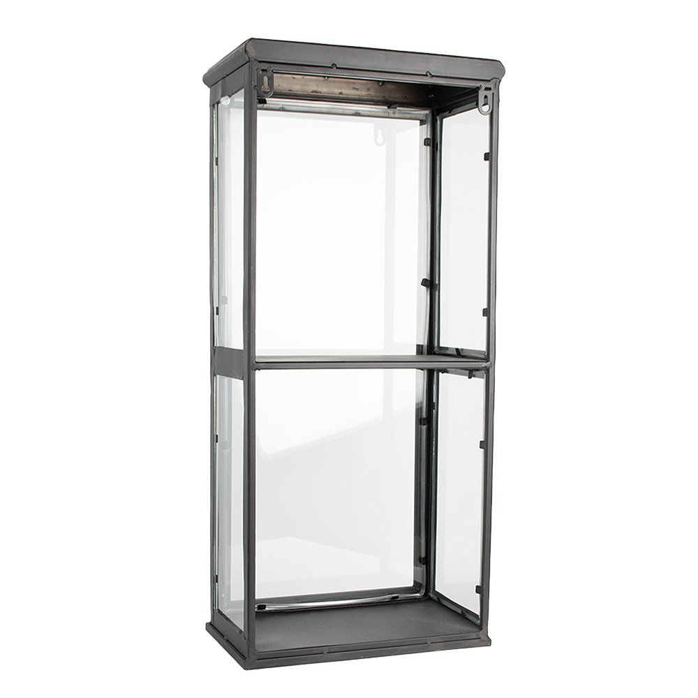 Vitrinekast Zwart, IJzer en Glas 31x21x70 cm