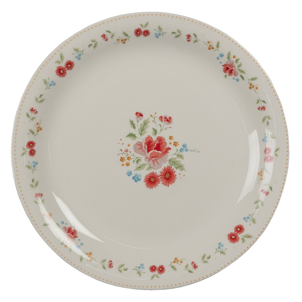 Ontbijtbord Ø 20 cm Beige Roze Keramiek Rozen Bord