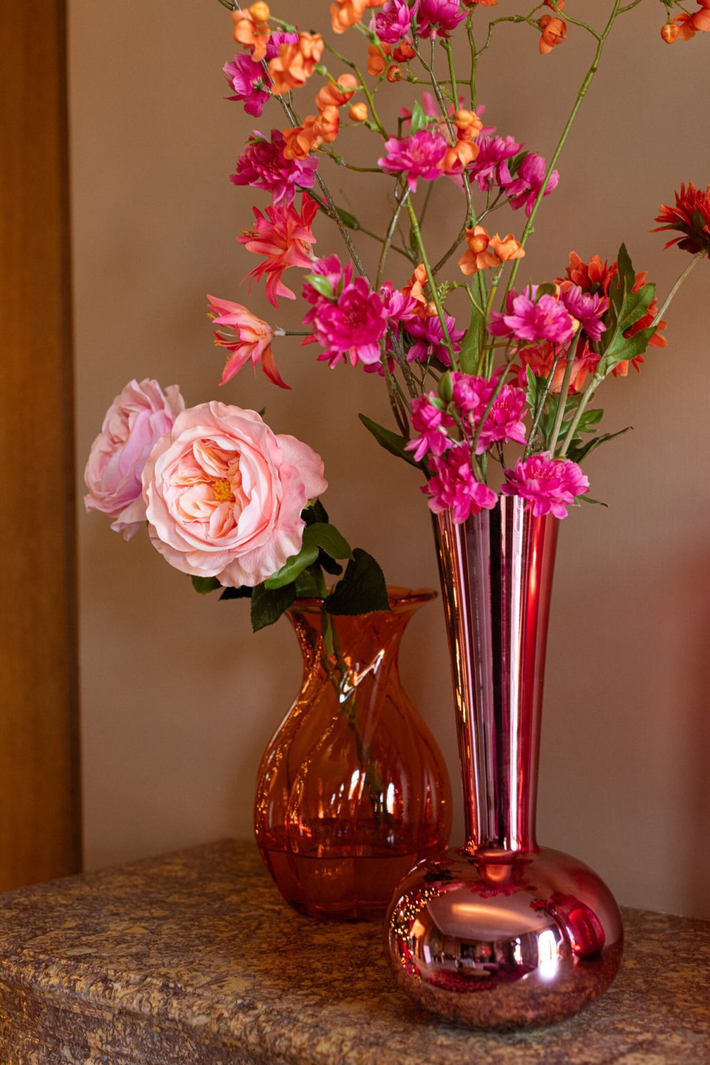 J-Line Vaas - glas - roze
