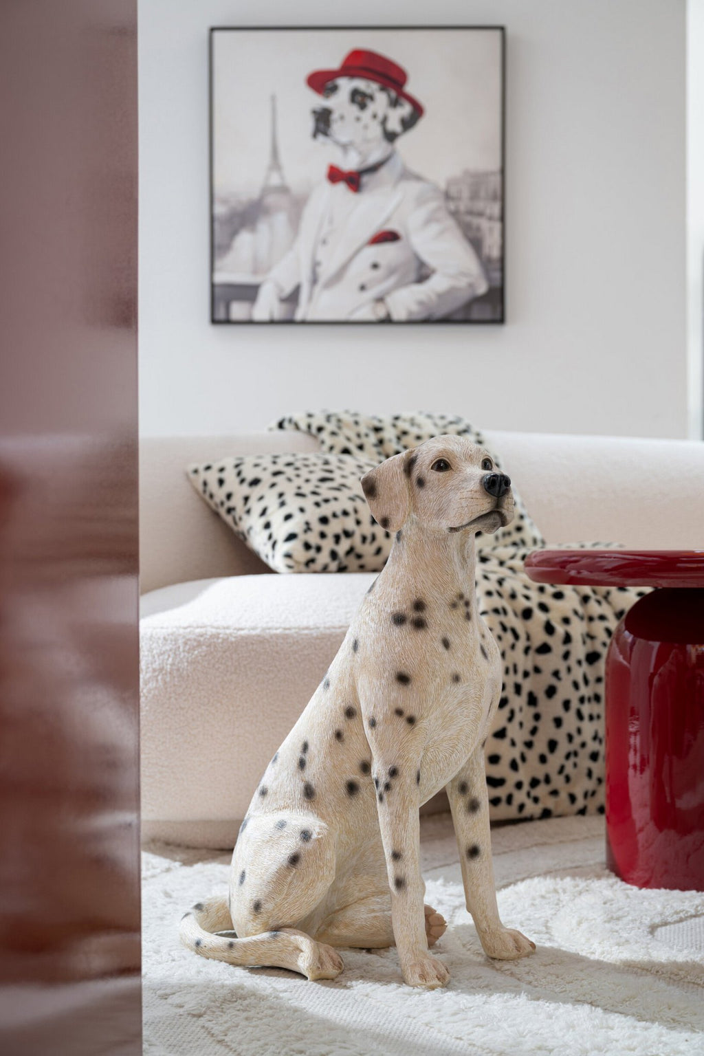 J-Line Dalmatiër - polyresin - wit/zwart - small
