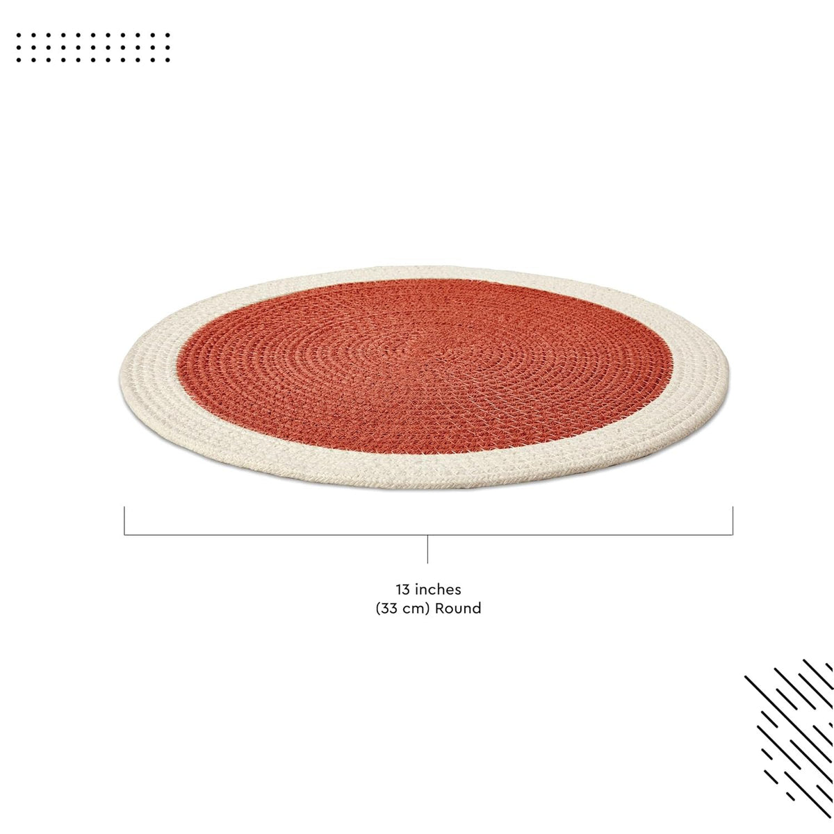 Eetplacemats – Katoenen geribbeld hittebestendig – 32 cm ronde set van 4