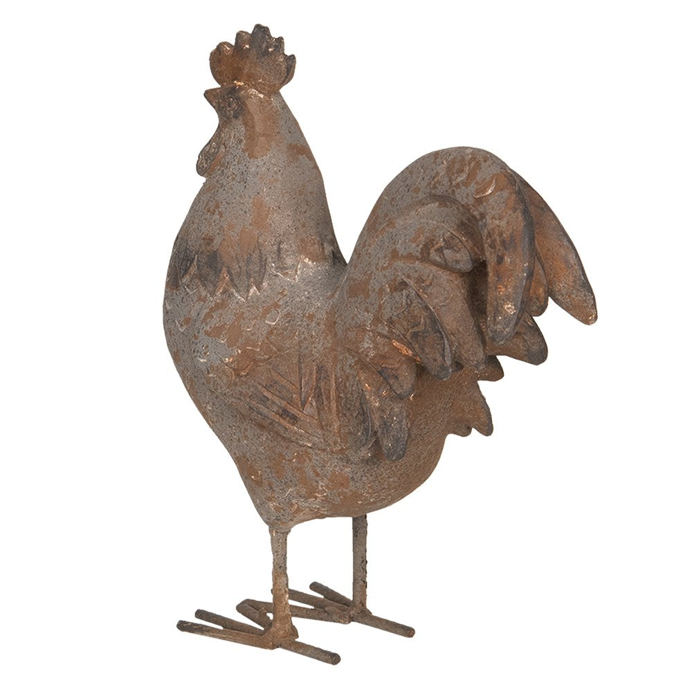 Beeld Haan 19x9x24 cm Grijs Bruin Polyresin