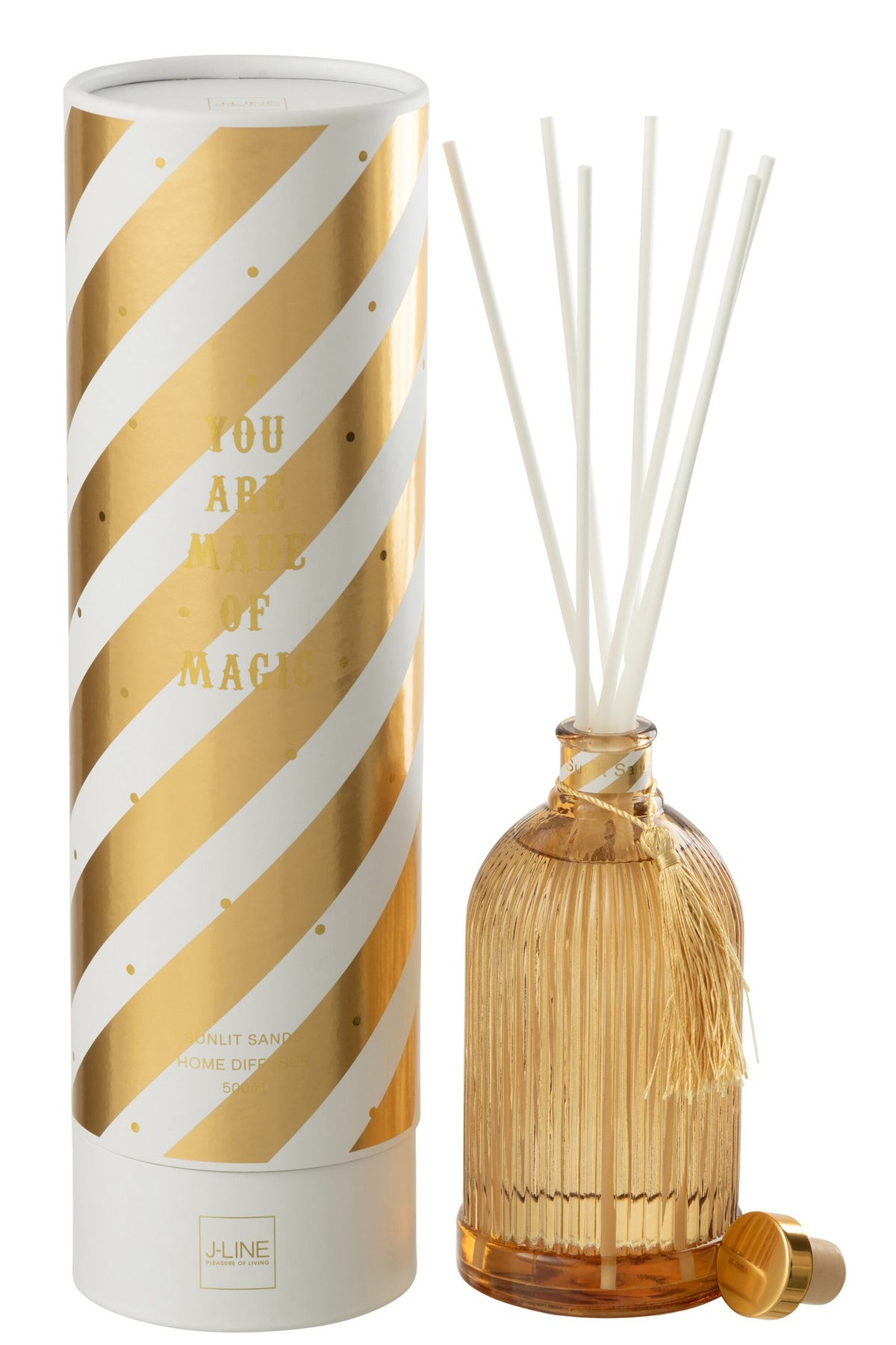 J-Line geurstokjes Magic - Sunlit Sands - glas - wit/goud - large