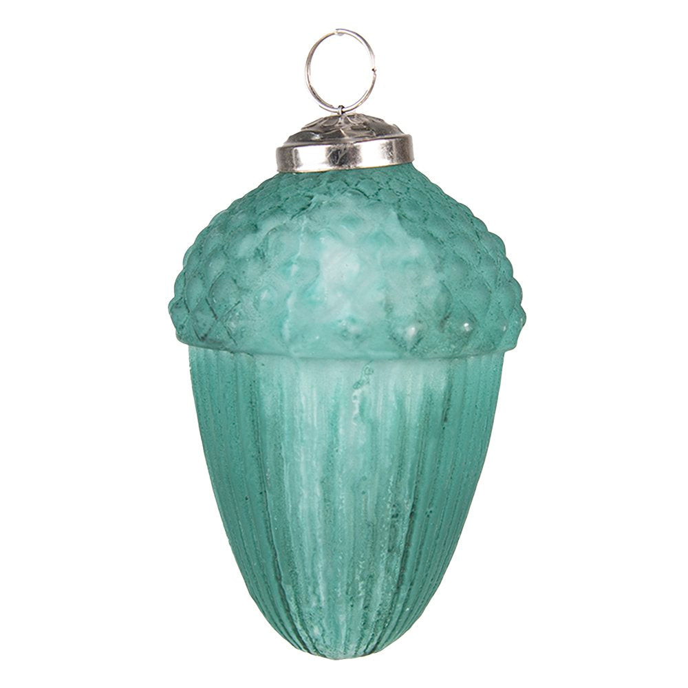 Kerstbal Eikel Ø 7 cm Groen Glas Kerstdecoratie