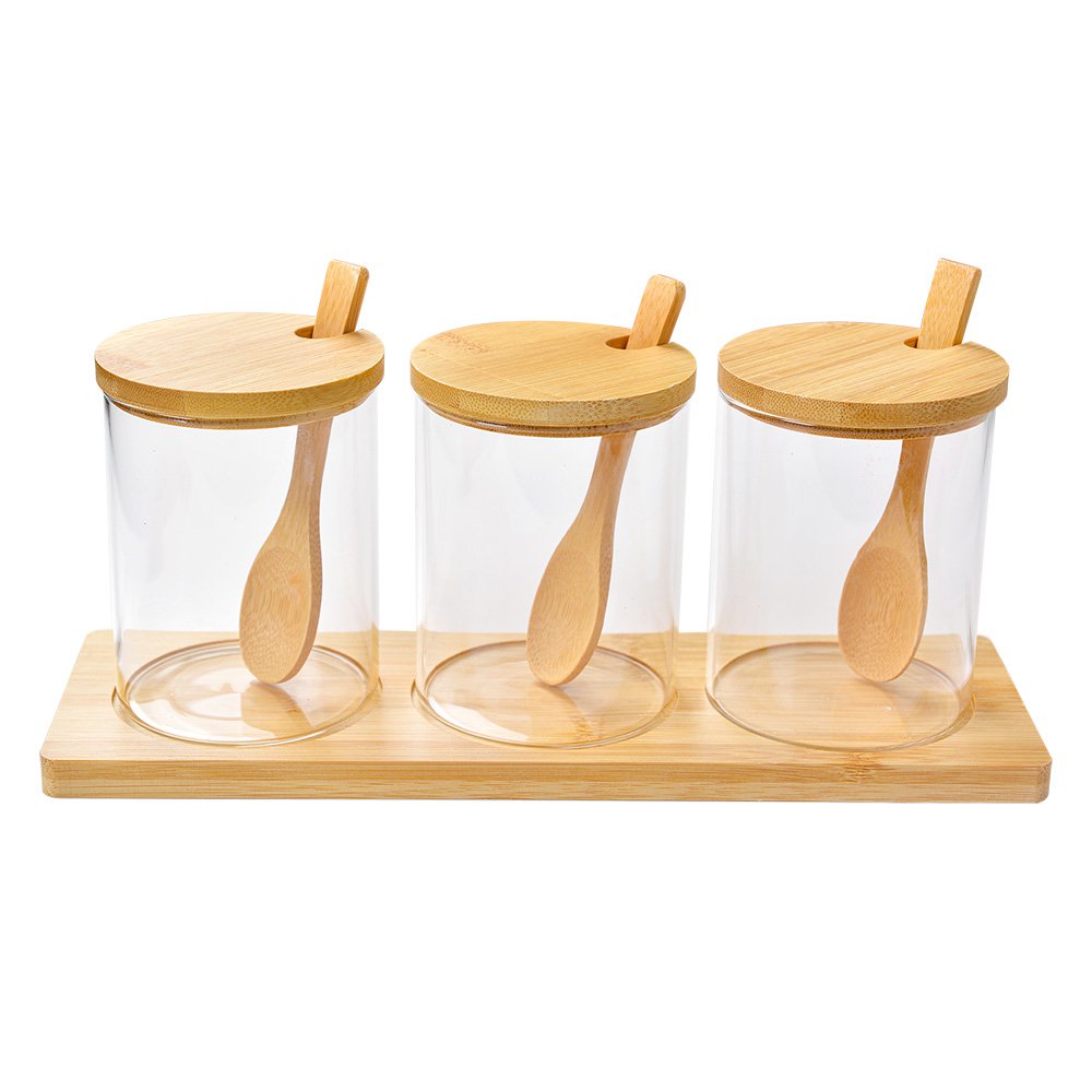 Voorraadpot Set van 3 Ø 8x10 cm Transparant Glas