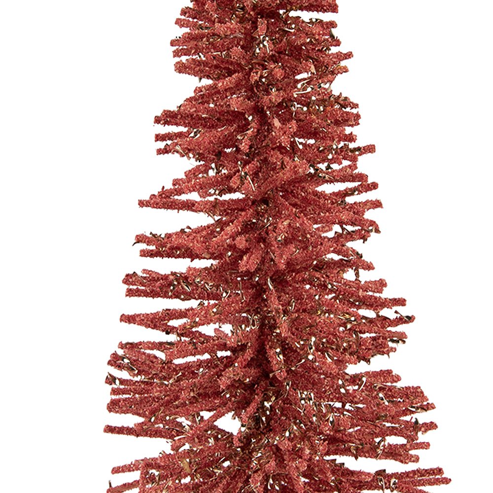 Kerstdecoratie Beeld Kerstboom Ø 14x25 cm Roze Hout