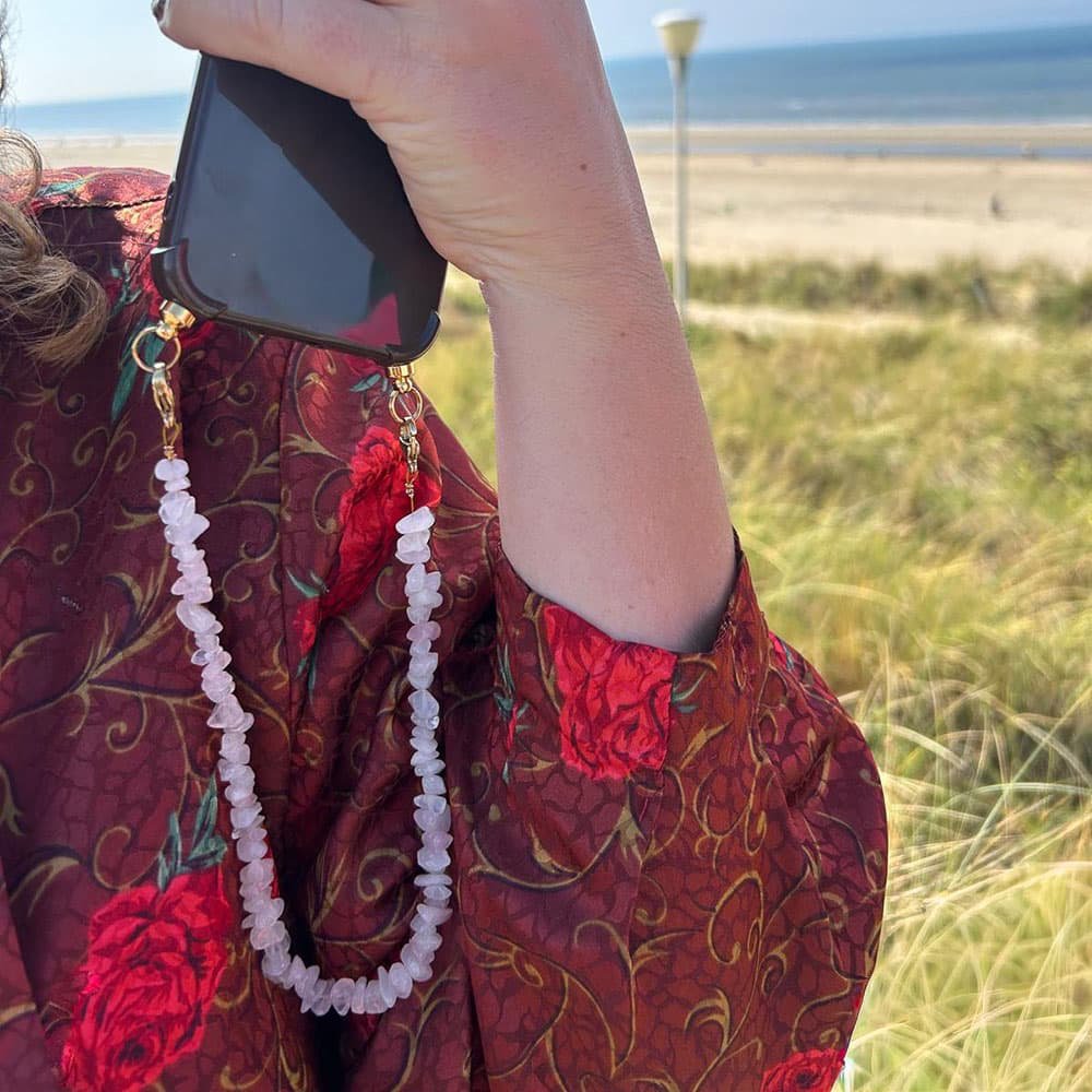 Louiz Telefoonkoord Rozenkwarts Edelstenen
