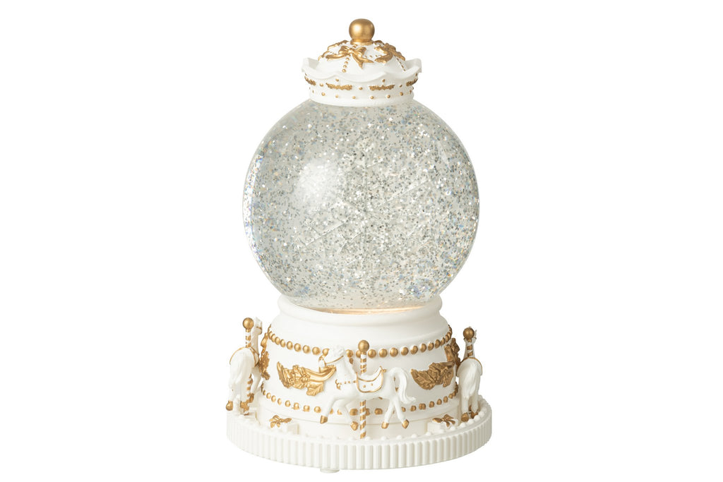 J-Line decoratie Waterbol Paarden - plastiek - wit/goud