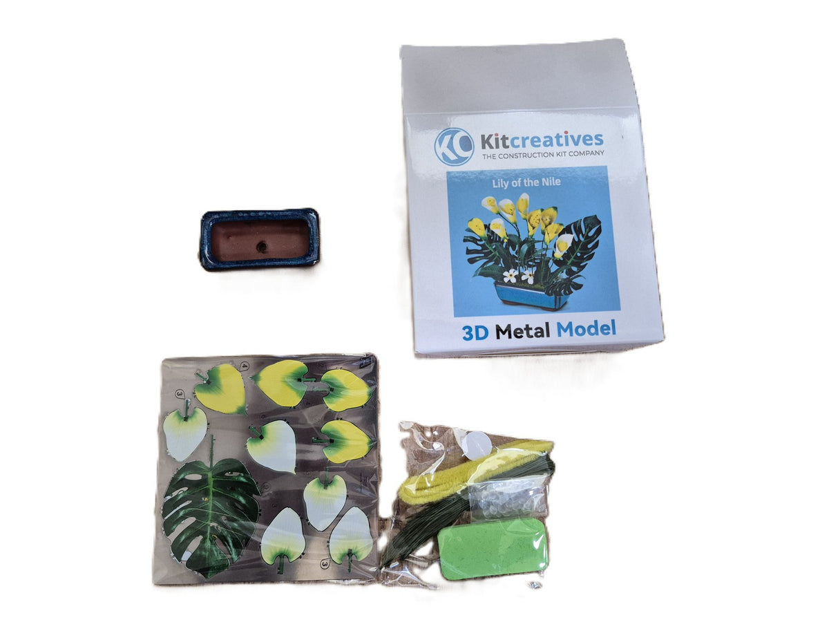 Metalen bouwpakket 3D Model DIY Lelie van de Nijl in Pot- gekleurd
