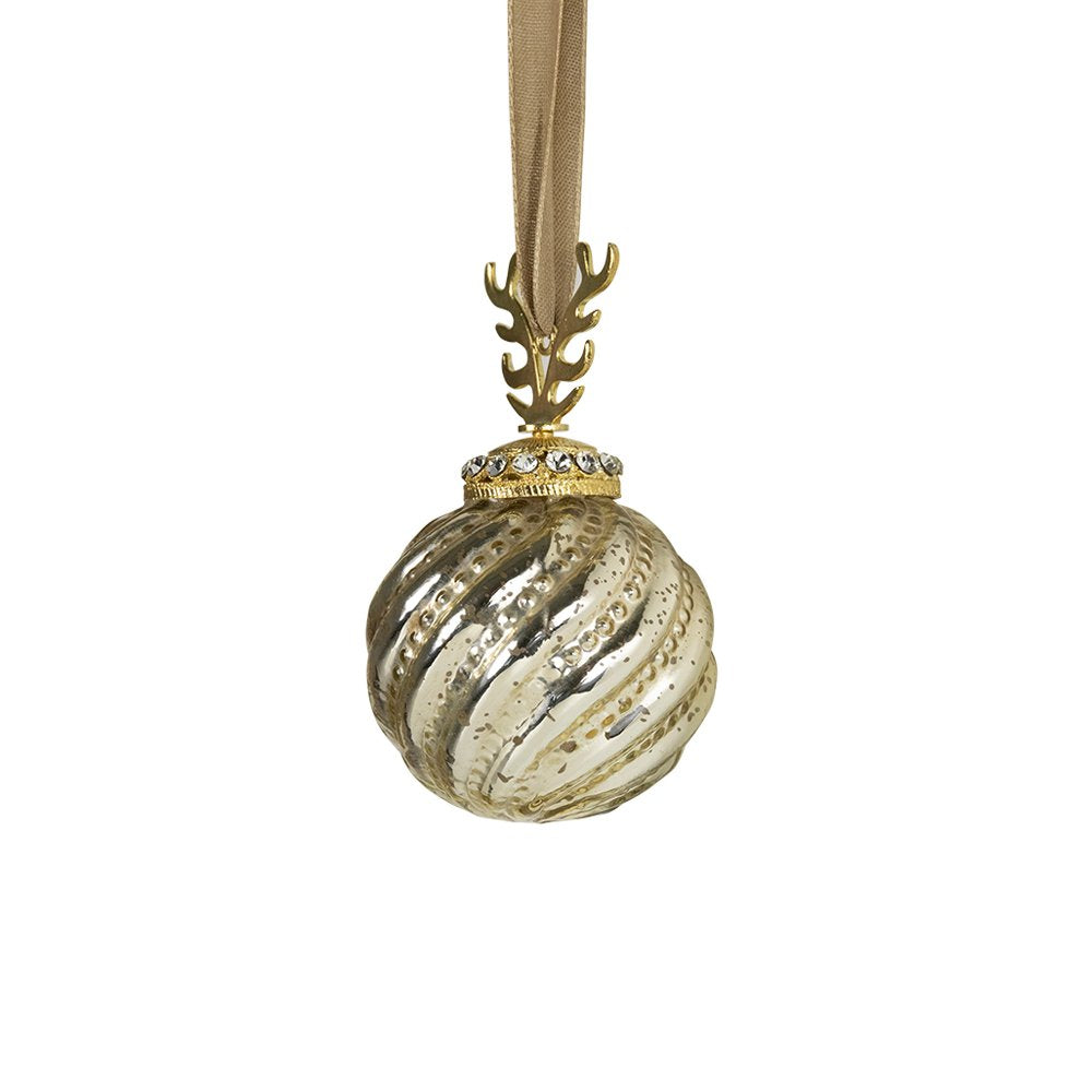 Decoratie bal gewei goud 8cm