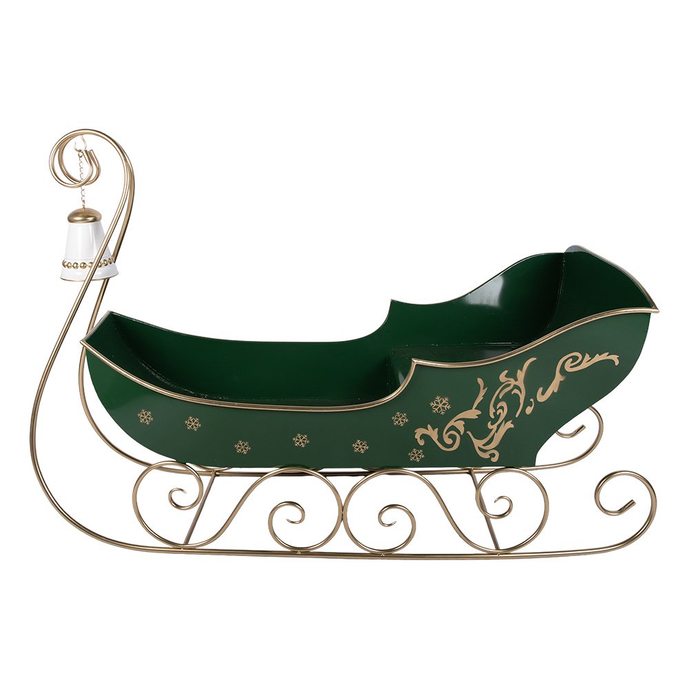 Kerstdecoratie Beeld Slee 141x60x92 cm Groen Metaal