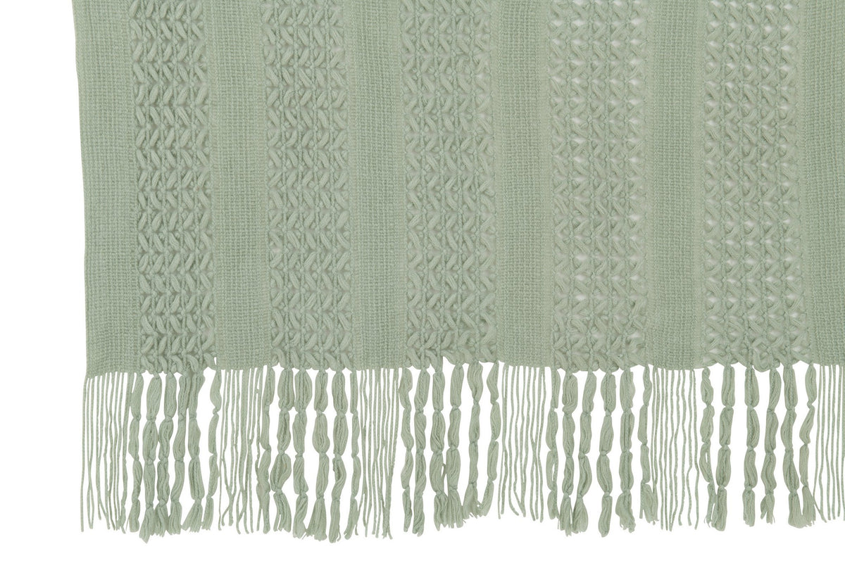 J-Line plaid gebreid - polyester - lichtgroen - 160 x 130 cm