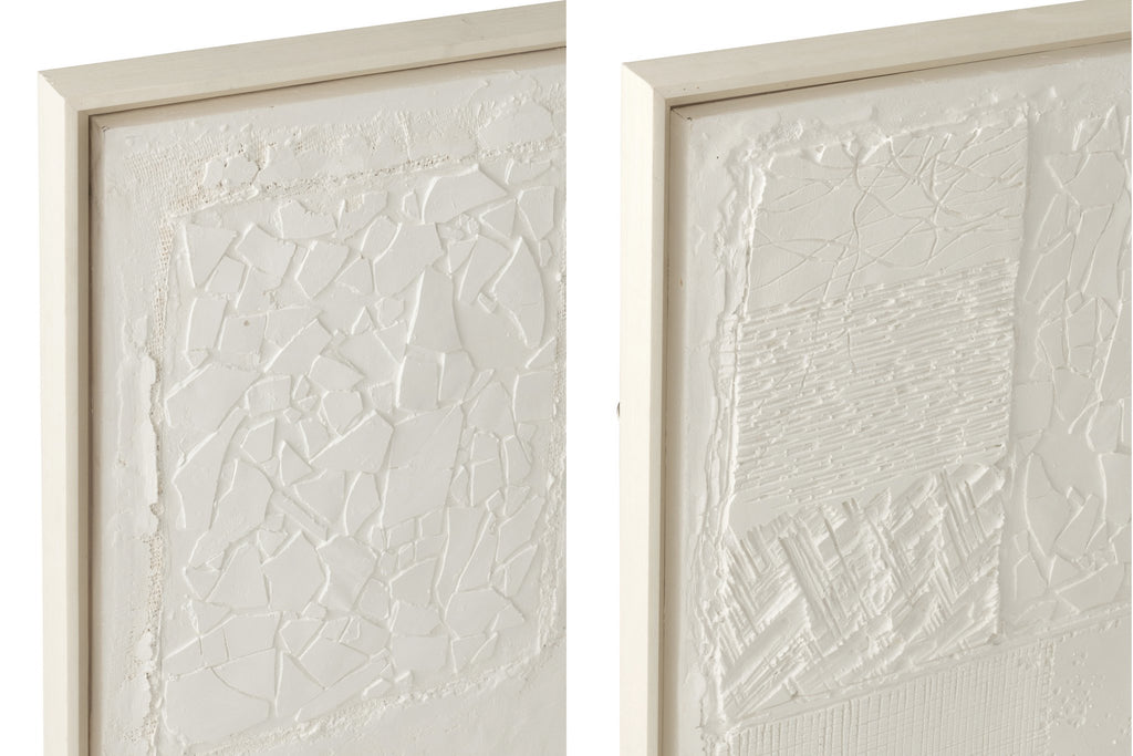 J-Line schilderij Gips - hout - wit - set van 2