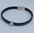 Shorty leren armband antiek verzilverd