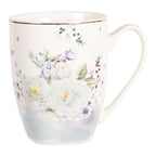 Mok 360 ml Wit Blauw Porselein Bloemen Theemok