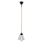 Hanglamp Tiffany Ø 18x115 cm wit Bruin Glas Hanglamp Eettafel