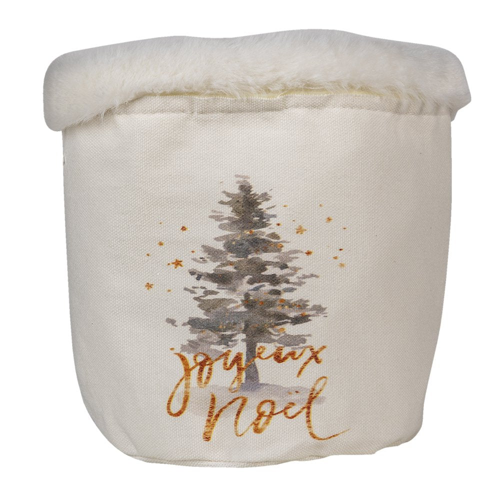 Opbergmand Ø 15x15 cm Wit Bruin Synthetisch Kerstboom Mand