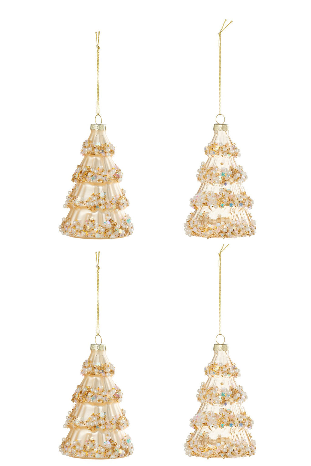 J-Line hanger Boom + Kralen - glas - goud - doos van 4