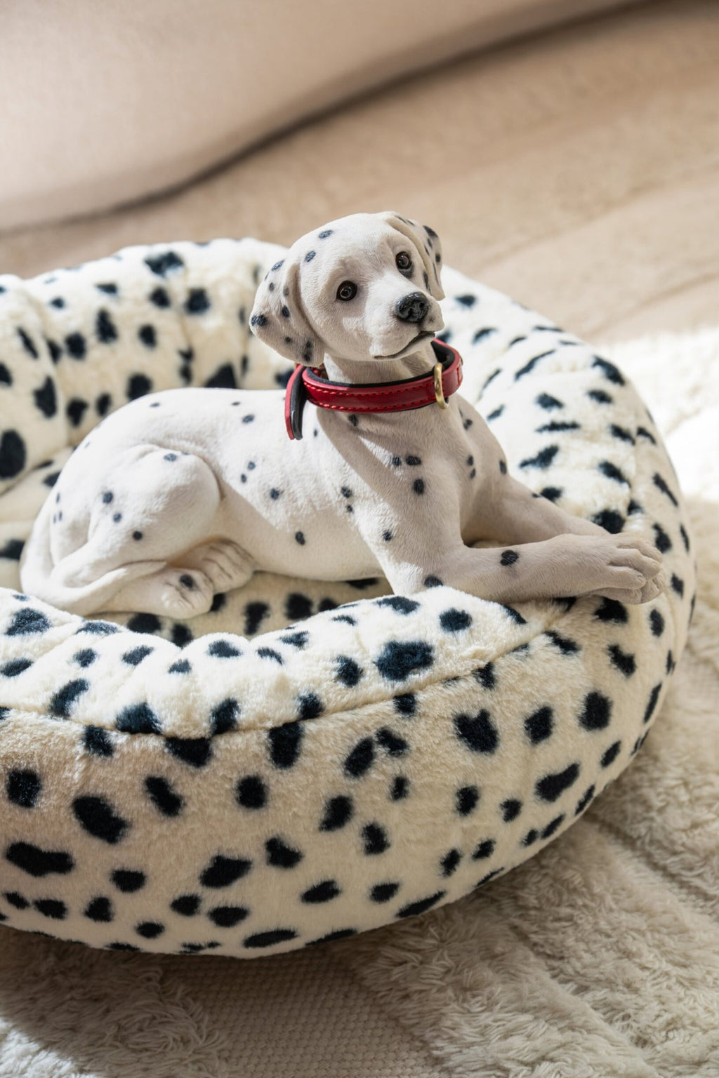 J-Line Liggende dalmatiër - polyresin - wit/zwart