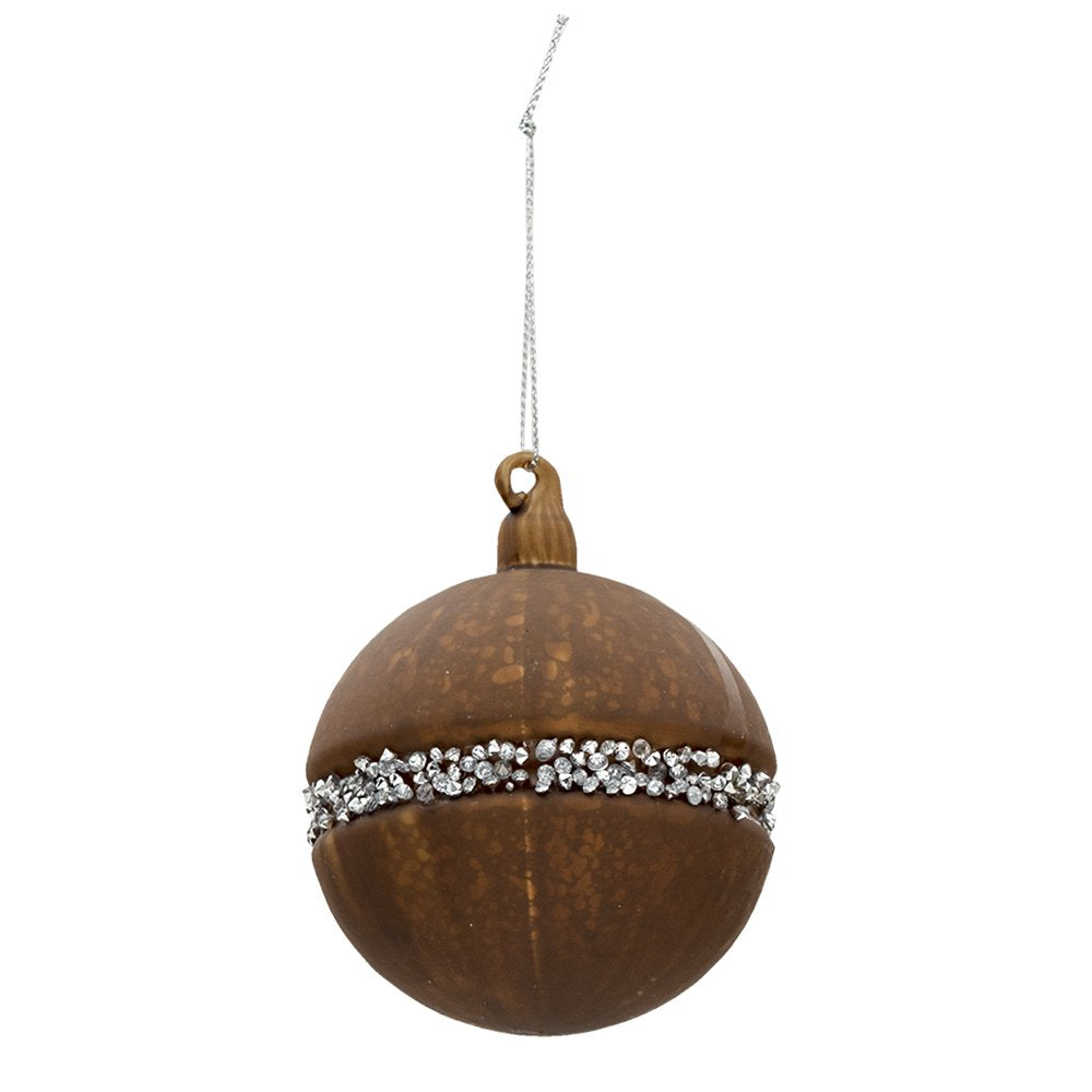 Kerstbal Set van 4 Ø 8 cm Bruin Glas Kerstboomversiering
