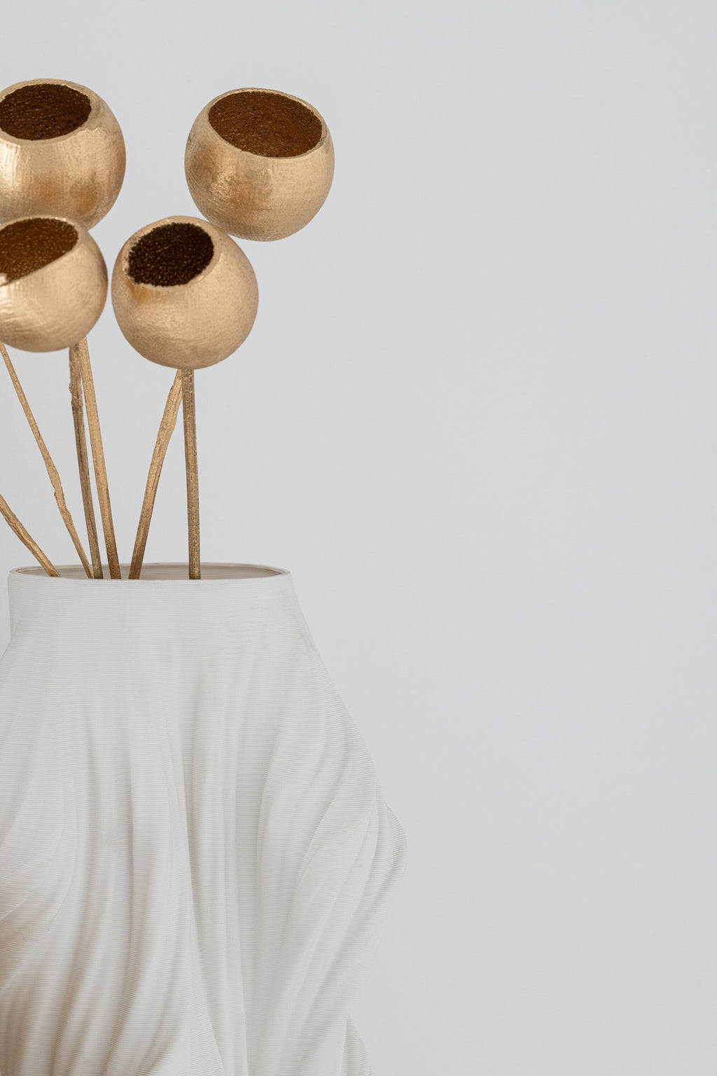 J-Line decoratie tak Droogbloem - riet - goud - L - set van 5