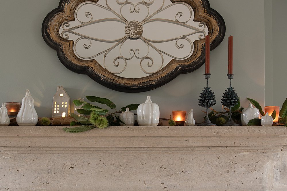 Decoratie Pompoen 12 cm Beige Porselein