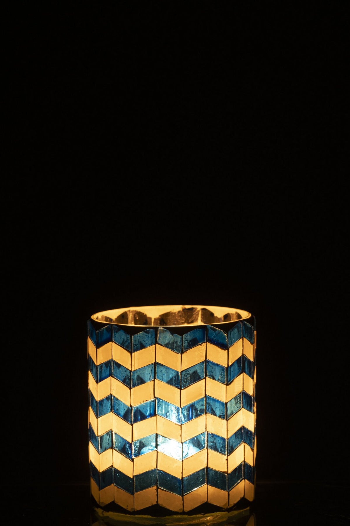 J-Line kaarshouder - glas - blauw/wit - M