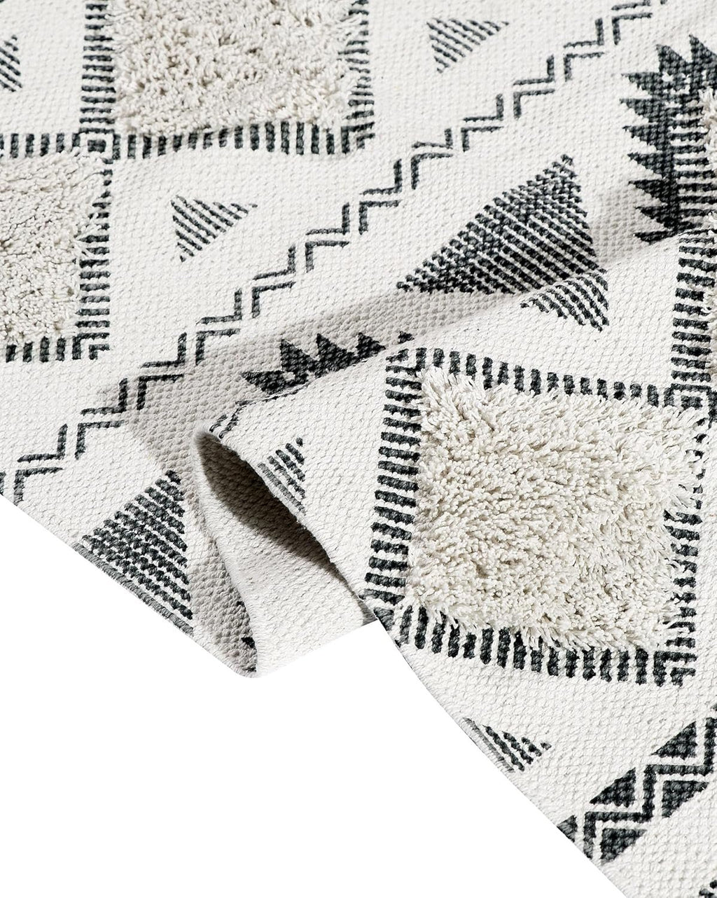 Getuft katoenen vloerkleed – handgeweven natuurlijk katoen – 2x5 voet