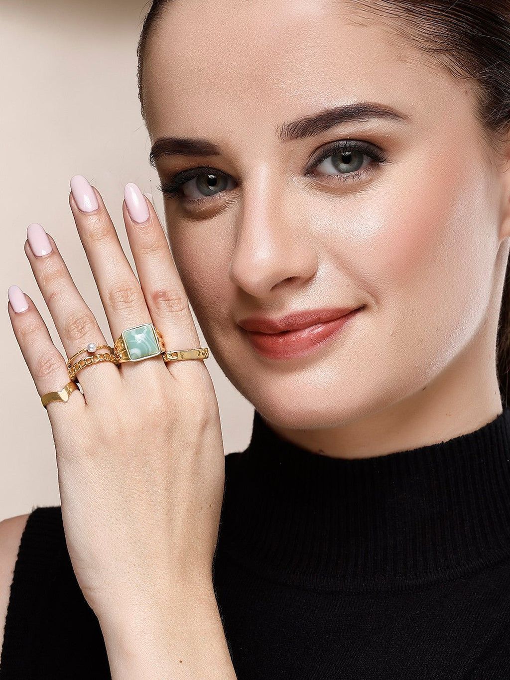 Sieradenset | Ingewikkelde vingerringen vergulde ring | Goud