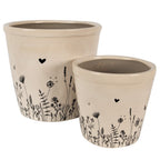 Bloempot Ø 15x14 cm Beige Zwart Keramiek Bloemen Bloempot Binnen