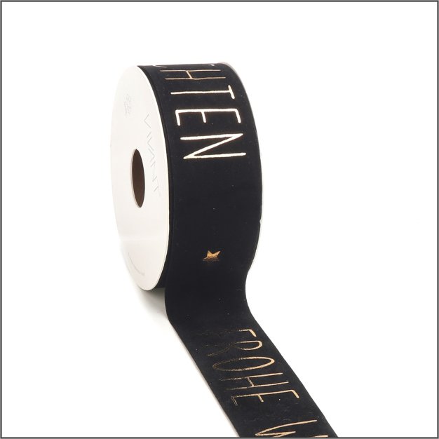 Lint Velvet - Weihnachten - Zwart - 40mm x 5m