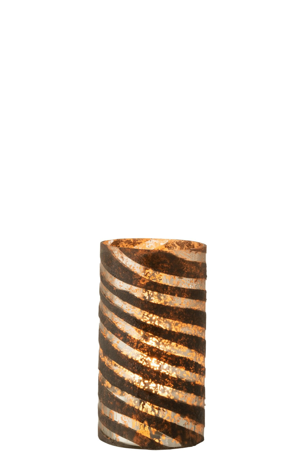 J-Line vaas Strepen Rond - glas - zilver - small - 28 cm hoog