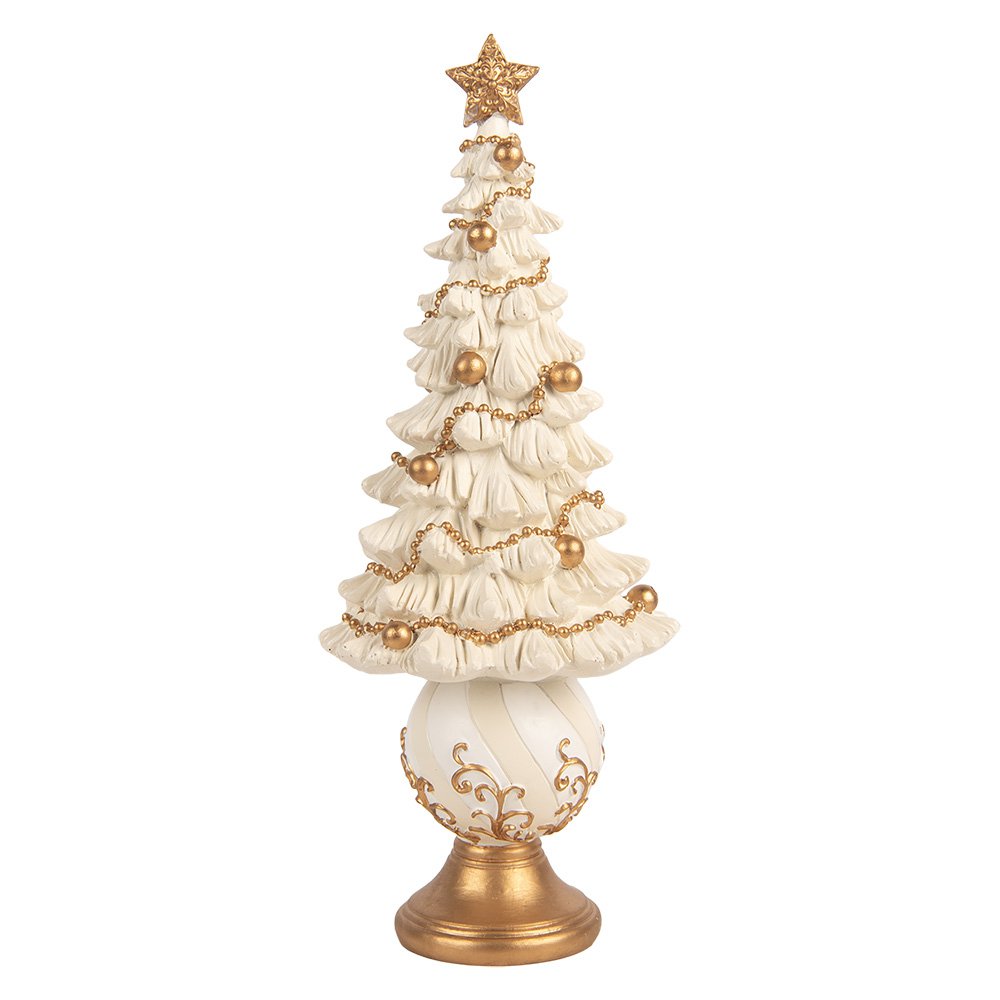 Kerstdecoratie Beeld Kerstboom Ø 13x32 cm Wit Kunststof
