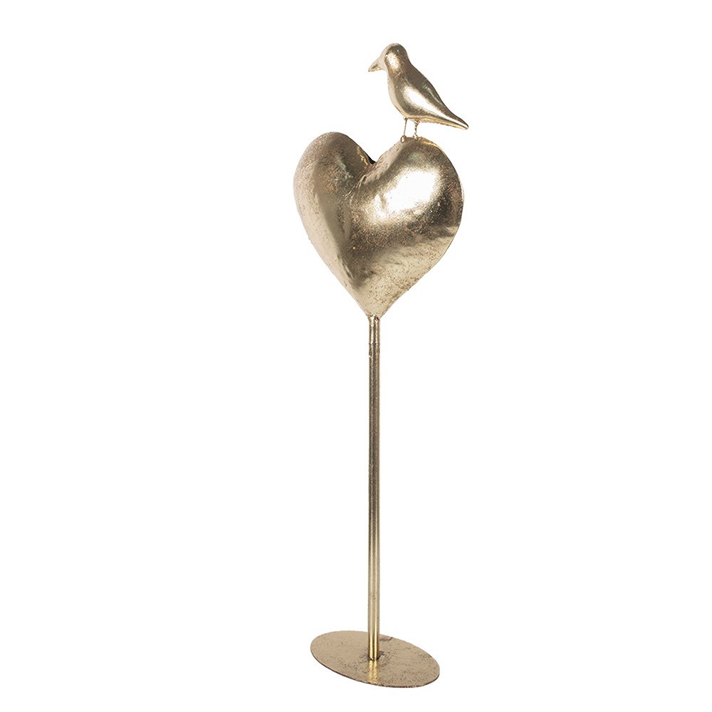 Decoratie Beeld Hart 24x11x68 cm Goudkleurig Metaal