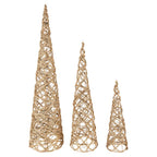 Kerstdecoratie met LED-verlichting Kerstboom Ø 20x80/16x60/13x40 cm Goudkleurig Metaal