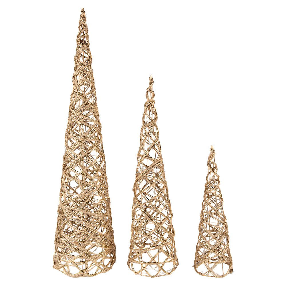 Kerstdecoratie met LED-verlichting Kerstboom Ø 20x80/16x60/13x40 cm Goudkleurig Metaal