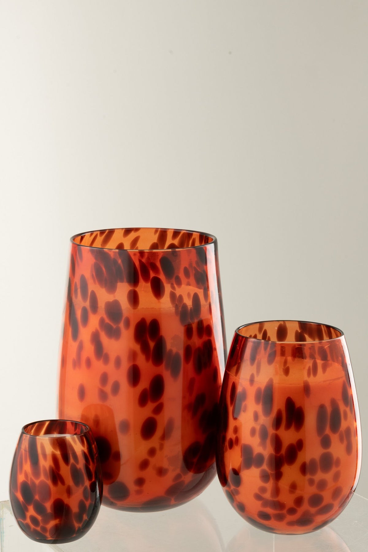 J-Line kaars Mia - glas - oranje/zwart - L - 230U